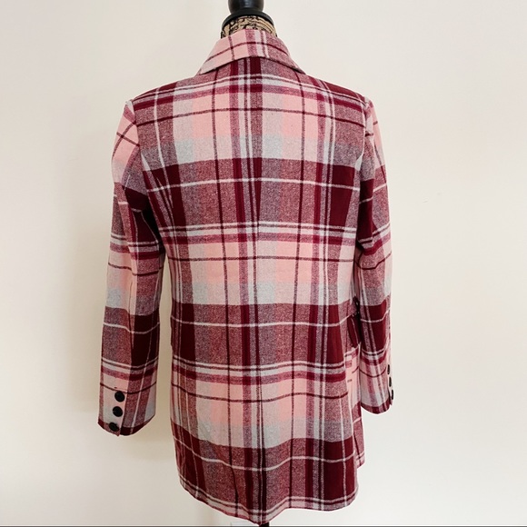NWT 7 For All Mankind Plaid Oversized Boyfriend Wool Blazer Jacket Pea Coat - Picture 5 of 10